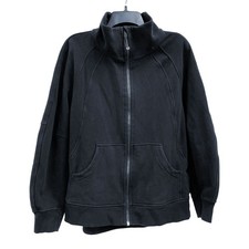 Wmns LULULEMON Black Scuba Oversized Funnel Neck Full Zip Long Sweatshirt Sz M/L