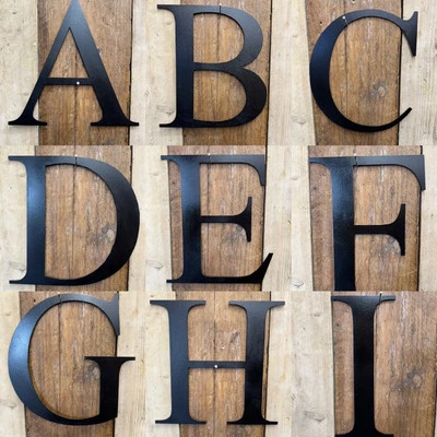 RW NORFOLK Black Metal Letters Numbers Home Shop Personalised Initials Rustic Retro Sign