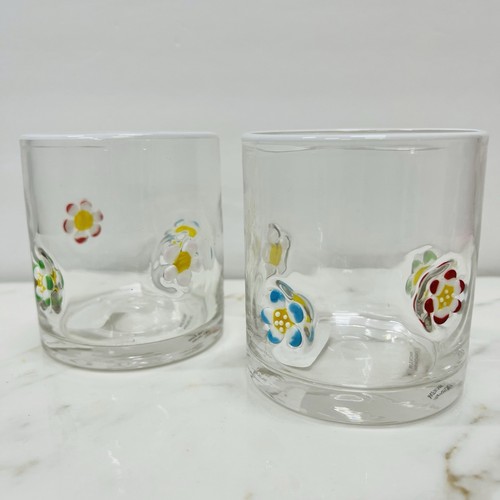 NEU Anthropologie Dupe GÄNSEBLÜMCHEN Blume Symbol Saft Glas Whisky Tassen Viral 2er SET - Bild 1 von 5