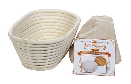 Premium Round Bread Banneton Basket with Liner - Perfect Brotform Proofing Ba...