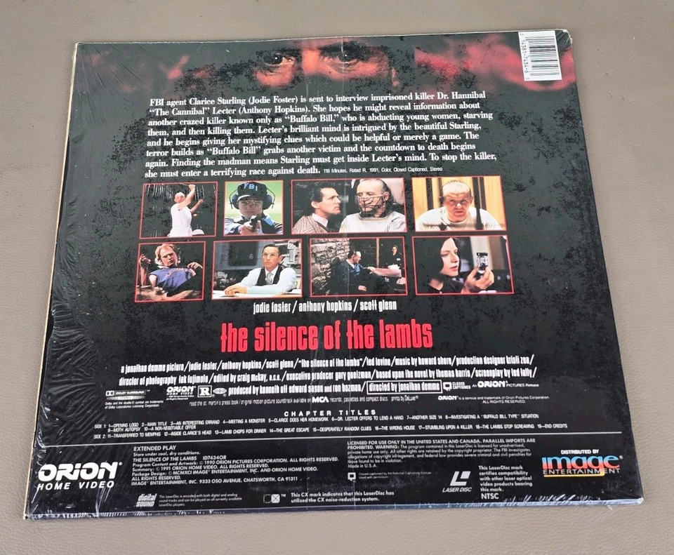 The Silence of the Lambs Laserdisc LD Jodie Foster, Anthony Hopkins - Image 2 of 4