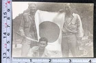 WW2 Soldier Japanese Flag and Samurai Sword Captured BW Photo Snapshot