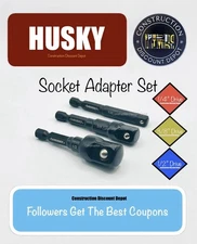 Husky 2.5" Assorted Socket Adapter Set For 1/4" 3/8" and 1/2" In. Drive Sockets
