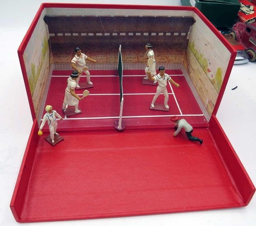 Vintage C.B.G. Mignot Französischer Spielzeugsoldat Tennis Set Mini Court Box