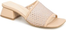 Kenneth Cole Reaction Buenita Block Heel Sandal Sz 8 M Almond Crystal Mesh NIB 