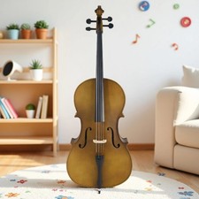 4/4 Full Size Acoustic Beginner Cello Set - Bag, Bow, Rosin  Satin Gold