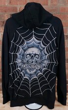 HD Ink Harley Davison Hoodie Black Sweatshirt Skull Web Embroidered 2XL