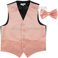 New Men's Vesuvio Napoli Tuxedo Vest Waistcoat Bowtie prom party mauve pink