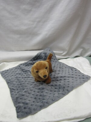 Soft Gray Unbranded Security Blanket Lovey Stuffed Brown Dog