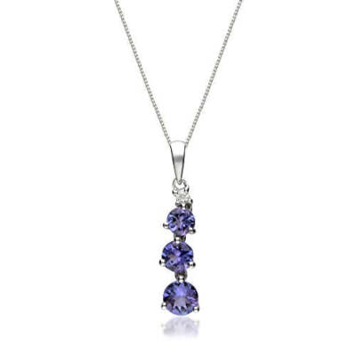 Gin and Grace Annabella 10K White Gold Round-Cut Tanzanite Pendant Blue