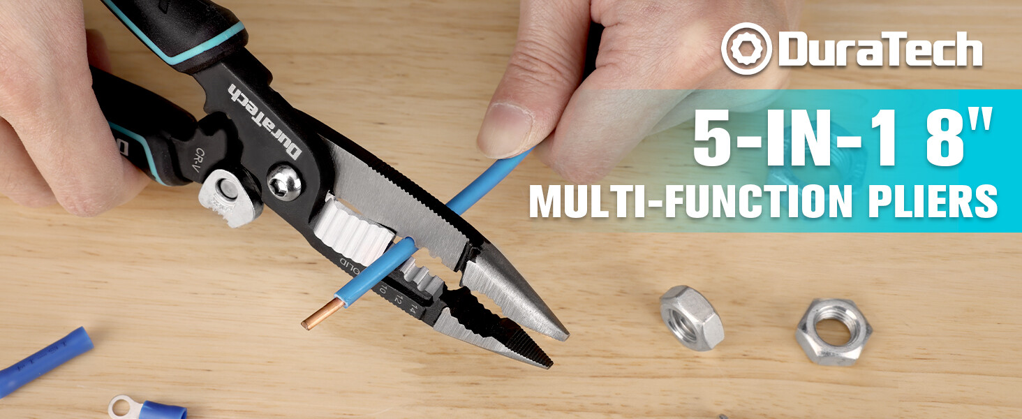 DURATECH 5-in-1 Wire Stripper Tool Needle Nose Plier Multifunctional  8 inch NEW