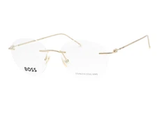 Hugo Boss 1422 J5G Shiny Gold Rimless Men’s Round Eyeglasses 51-17-145 W/Case