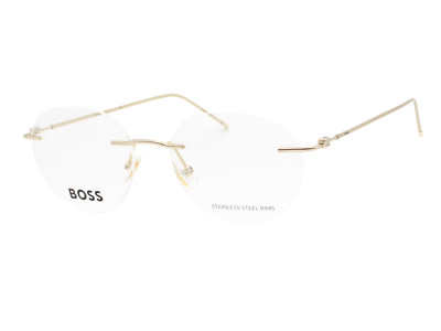 Hugo Boss 1422 J5G Shiny Gold Rimless Men s Round Eyeglasses 51-17-145