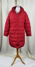 Lands End Women's Down Winter Coat Red Missing Hood Uk L Ln132 Bb 05
