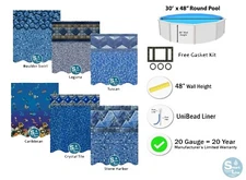 SmartLine 30' x 48” Round Unibead 20 Gauge Swimming Pool Liner - Choose Pattern