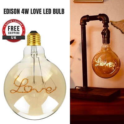 ELECTRICALSONE Vintage G125 Edison 4W Love LED Light Bulb Globe E27 Screw Word Lighting Bulb
