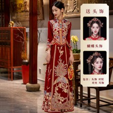 Luxury Wedding Dress Womens Embroidery Chinese Bridal Dress Dragon Wedding Dress