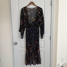 Floreat Primrose Black Floral Bohemian Kimono One Size Anthropologie