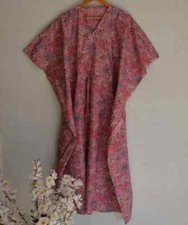 Indian Pink Kimono Kaftans Summer Dress Night Gown Maxi Bridal Caftan Dress US