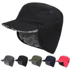 Men's Winter Hat with Visor Warm Earflaps Hat Faux Fur Baseball Cap Hunting Hats