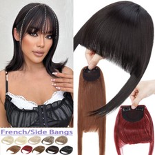 Straight Neat Wispy Bangs Real as Human Hair Clip In Fringe Front Extension Side
