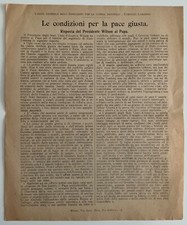 PRIMA GUERRA MONDIALE 1915.1918 VOLANTINO LE CONDIZIONI PER LA PACE GIUSTA