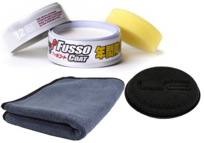Soft99  Fusso Coat Set light Wachs 200g für helle Lacke mit Zubehör Hartwachs