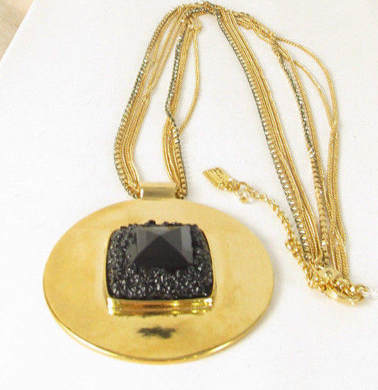 Kenneth Cole "Urban Nero" Imitation Geode Black Pendant Long Necklace $98