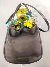 MARC BY MARC JACOBS "New Q Hillier" Dark Grey Leather Crossbody Hobo Bag