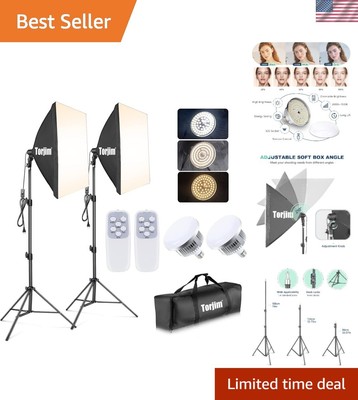 Portable 2-Piece 27'' Softbox Kit with 210° Adjustable Head for Studio Lighting