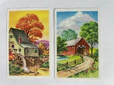 Barn House Cottage Mill Stream Scenery Artist Vintage Retro 2 Playing Swap Cards