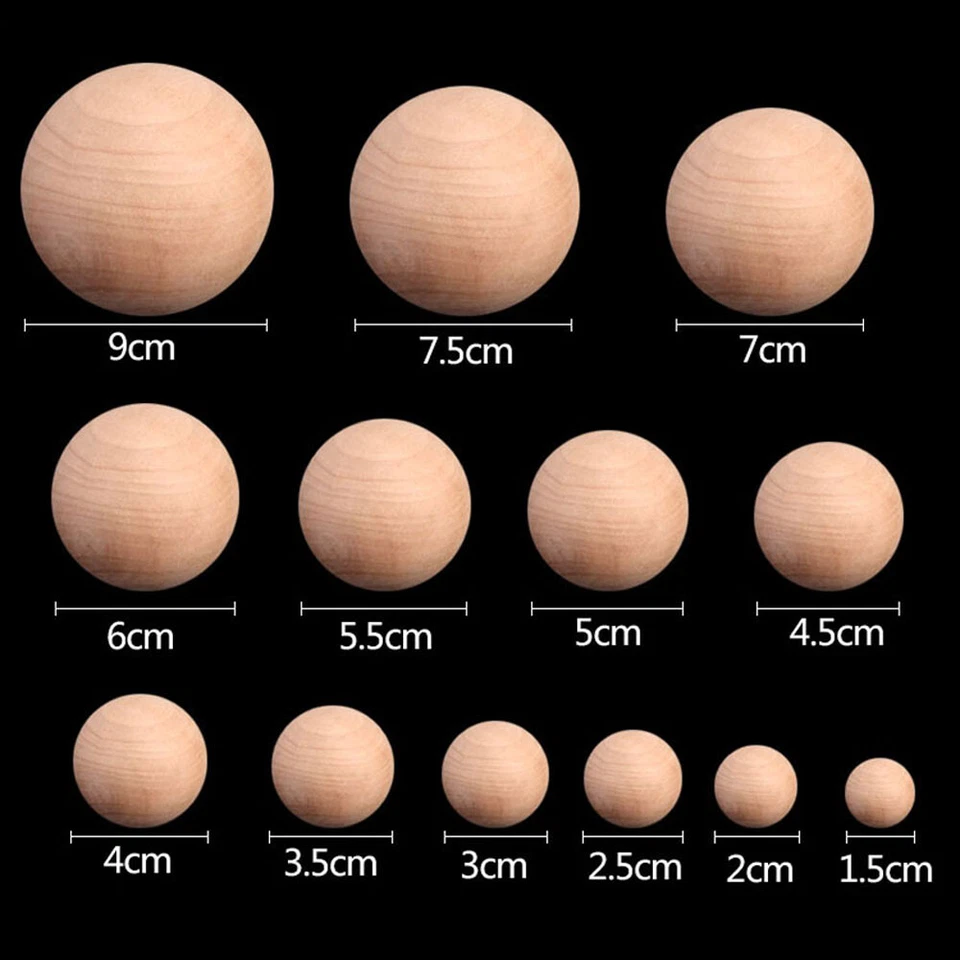 Natural Plain Wooden Crafts Balls Beads With No Hole Size 6mm-90mm DIY Wood Ball - image 4 of 4