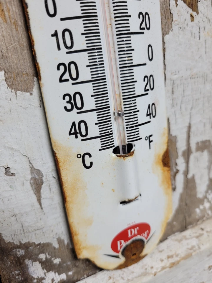 VINTAGE DR PEPPER PORCELAIN SIGN OLD SODA THERMOMETER US COLA DRINK BEVERAGE POP - Image 4 of 4