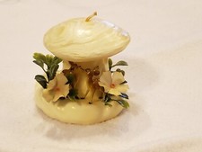 Vintage Rare Unique Candle of Kissing Deer under Mushroom with Flowers