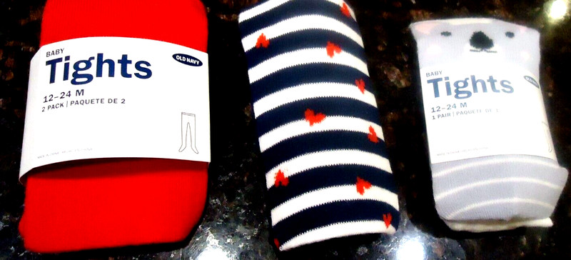 Lot of (3) Old Navy toddler girls tights size 12-24m NWT COZY Winter WARM