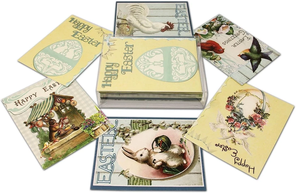 Vintage Charm Easter Cards-Blank Inside with Envelopes-5.5"x4.25"-24 Pack - Image 2 of 4