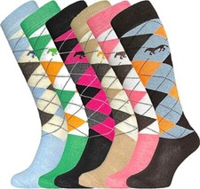 Ladies Girls knee High Argyle Horse Riding Cotton Rich Equestrian Socks S: 4-7