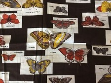 3 Yards Vintage Schwartz Liebman Fabric Sewing Fabric Butterfly Brown Cotton Bld