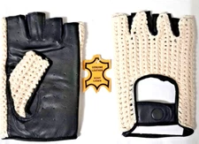 Fingerless 100% Genuine Leather Driving Gloves Chauffer