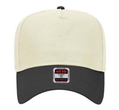 専用 AP STUDIO BASEBALL CAP COTTO Blank Baseball Hat 5 Panel Mid Profile Black Natural Otto Cap