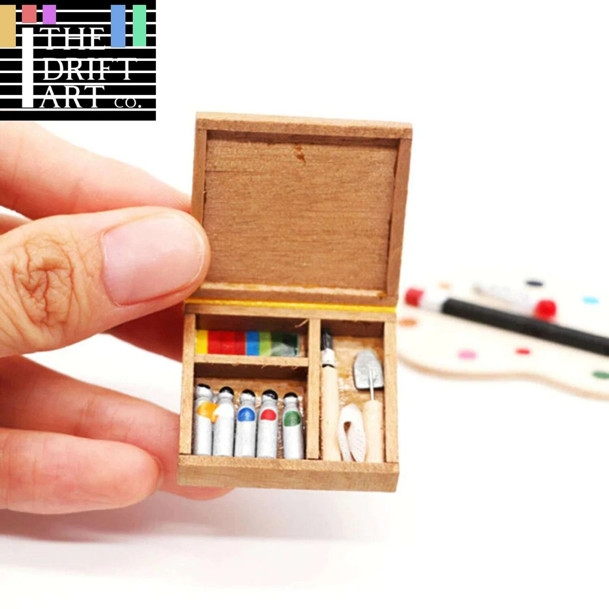 1:12 Mini Artist Paint Pen Wood Box Art Supplies For Dollhouse Miniatures  DIY