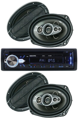 Audiotek Car Stereo Bluetooth CD Receiver + 4x Audiobank 6x9'' Coaxial Speakers