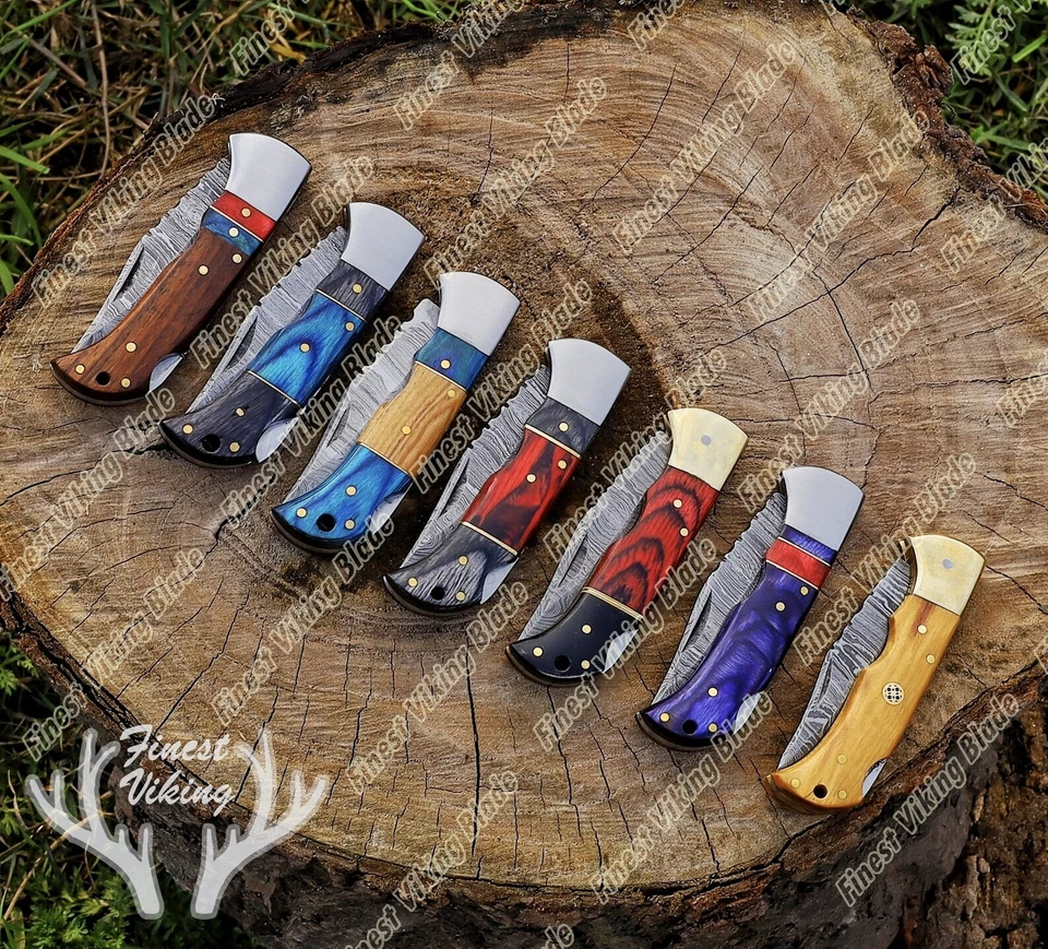 Navaja de Bolsillo Damasco PERSONALIZADA HECHA A MANO, Padrinos de Padrino, Regalo para Cualquier Ocasión Foto 4 de 4