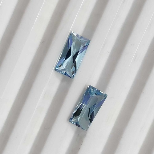 3.70 Ct Blue Topaz Baguette Cut Jewelry - Picture 4 of 6