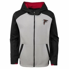 OuterStuff NFL Kids Atlanta Falcons Hi Tech Performance Full Zip Hoodie