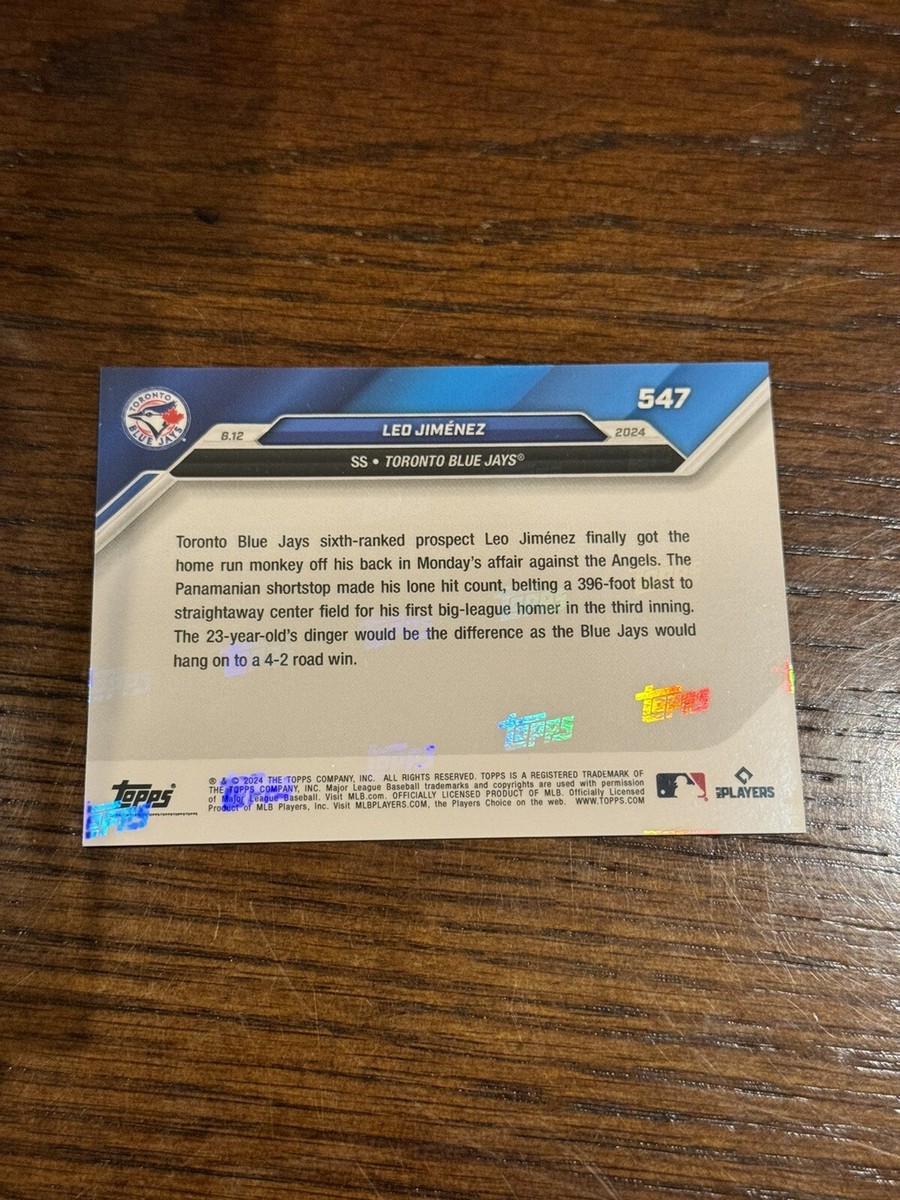 MLB オートグラフボール JD Leo Jiménez Blue Jays 1st HR 2024 MLB TOPPS NOW Card 547