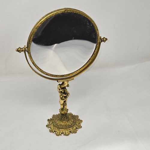 VTG STYLEGUILT ACCESSORIES NY CHERUB GOLDPLATED BRASS VANITY 2-SIDED FLIP MIRROR - Picture 6 of 10