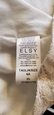 Authentic Elsy Italian Company Baby Skirt ADJUSTABLE WAIST white