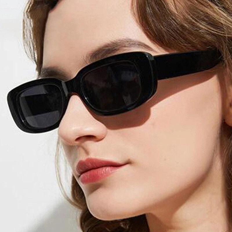 Rectangle Sunglasses Women Men Small Square Frameless Glasses Eyewear