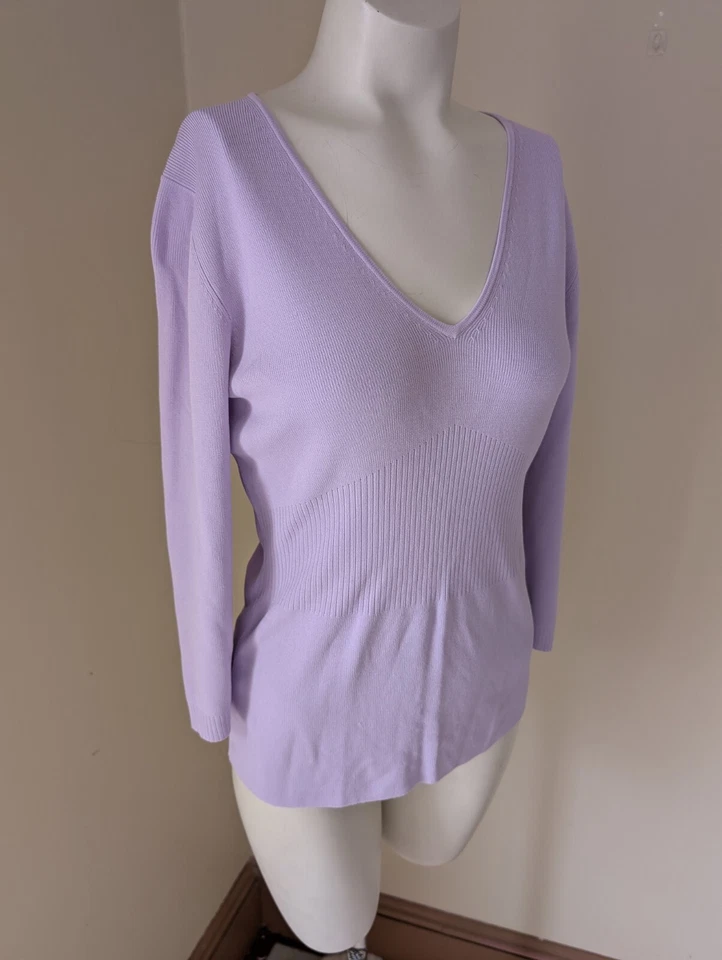 Top Office Core Slinky Tejido Mujer Pequeño Pastel Púrpura Profundo V Ajustado Carrera Y2K Foto 2 de 4